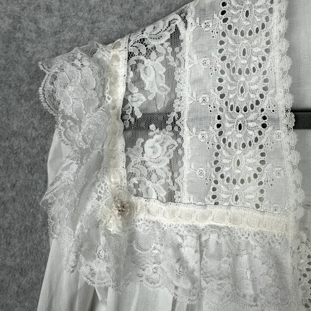 VTG Christian Dior White Lace Nightgown & Robe M 2 Piece Set Bride Romantic NEW - Picture 10 of 16